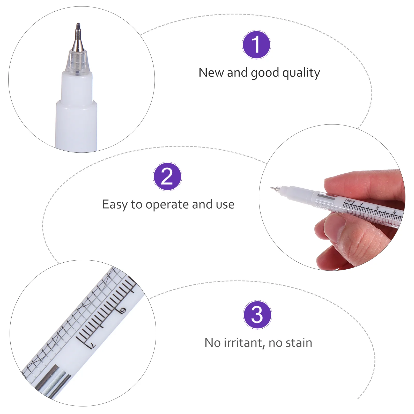 10 Pcs Tattoo Marker Skin Pen Oil Ink Painting Pencil Art Supplies Positioning Marking Surgical White Fine Tip Brushes Medical 5