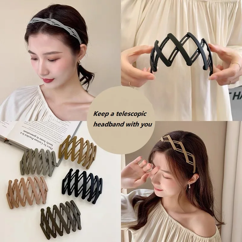 

New Retractable Foldable Hairbands Easy To Carry Headband Unisex Forehead Hair Finish Bands Toothed Non Slip Headband Wholesale