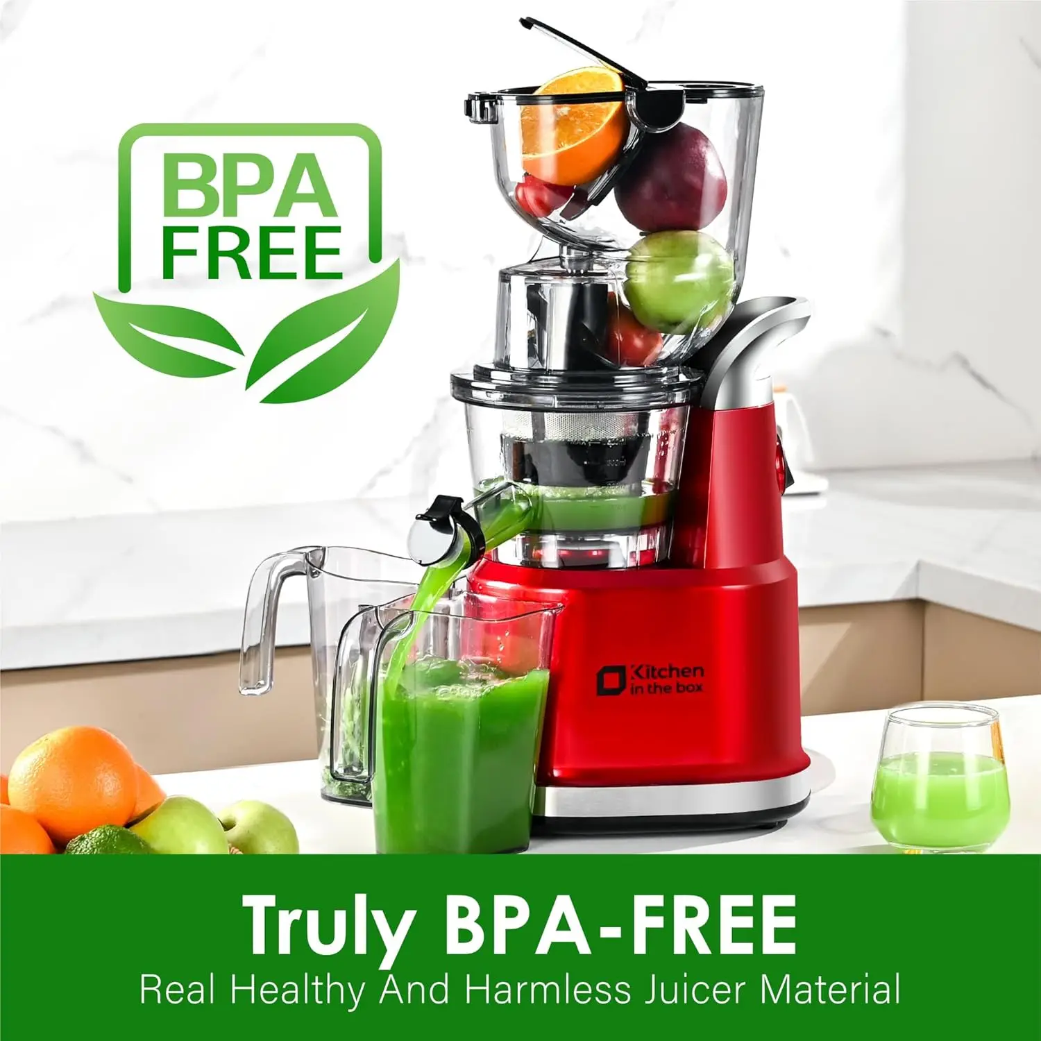 Slow Masticating Juicer Machine, With 3.26" Wide Feed Chute for Whole Fruits 4