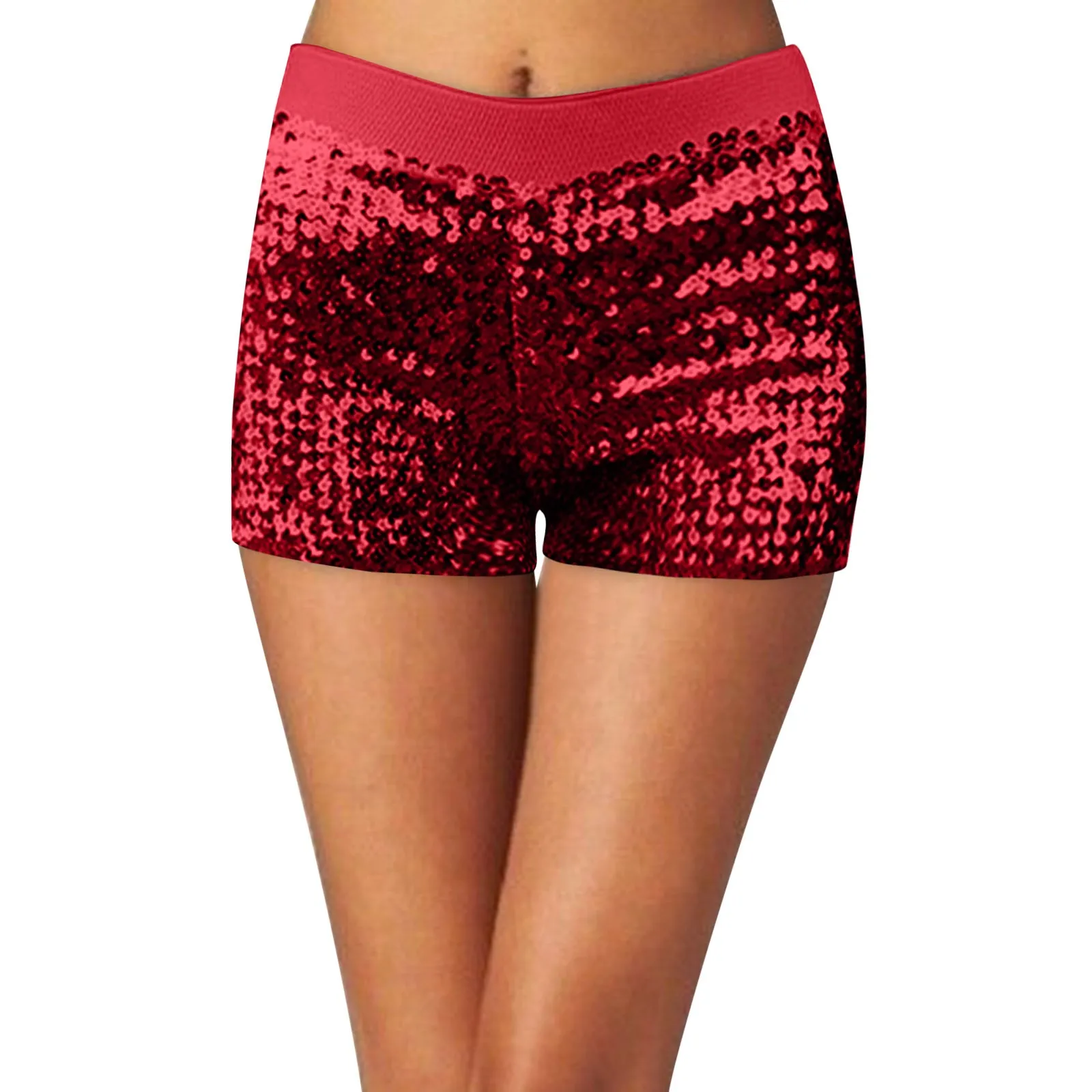 Women Sequins Shorts High Waisted Vintage Disco Dance Hot Pants Shiny Glitter Jazz Nightclub Mini Short Stretch Summer Shorts