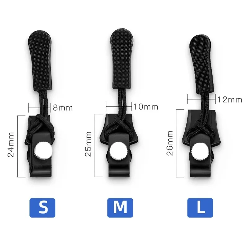 Universal Detachable Metal Zipper Slider Puller Easy Zipper Fix Instant Repair Kit DIY Replacement Lever Locks for Clothing 9pcs