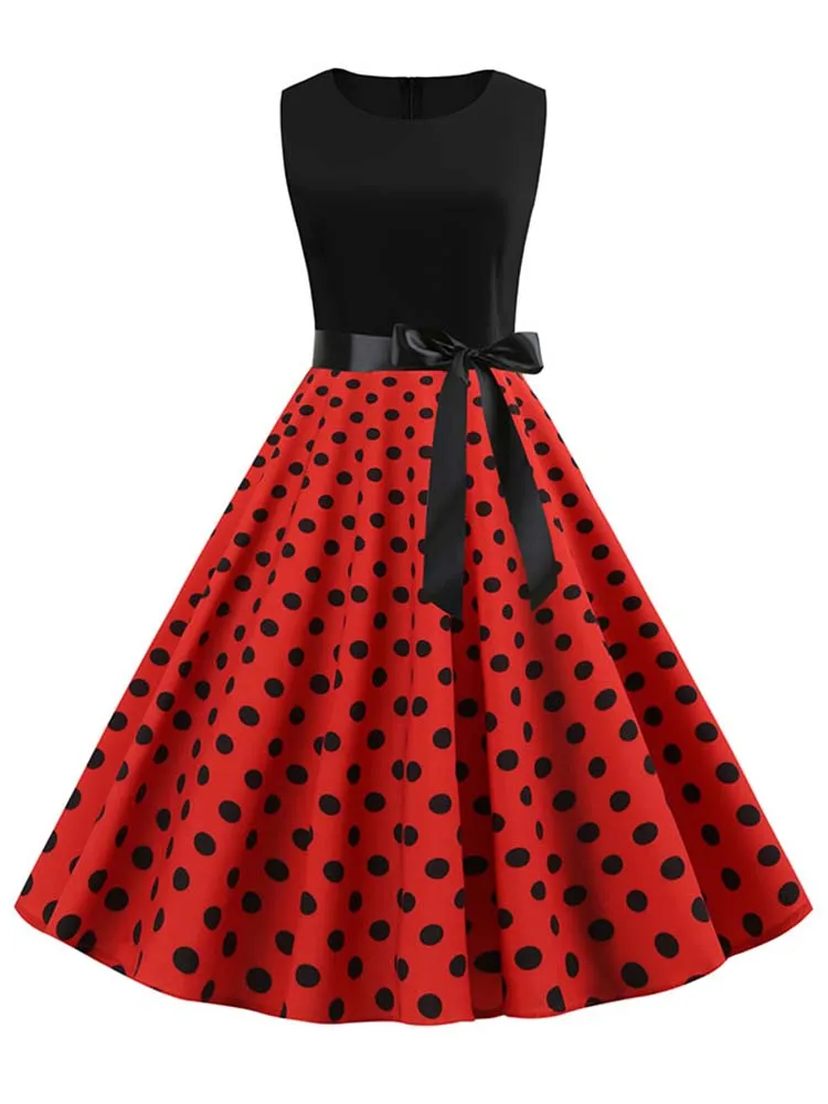 Vestido de fiesta de lunares negros para mujer, Rockabilly túnica roja con Pin Up para mujer de los años y 60, vestido de verano 2022 - AliExpress Ropa de mujer