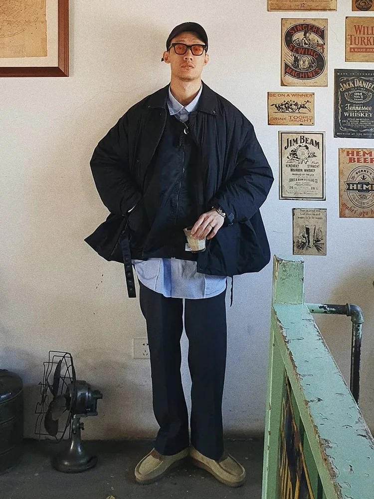 N.HOOLYWOOD New Sherry Cotton Japanese Loose Thickened Coat Trendy Brand Parkas Jacket for Men