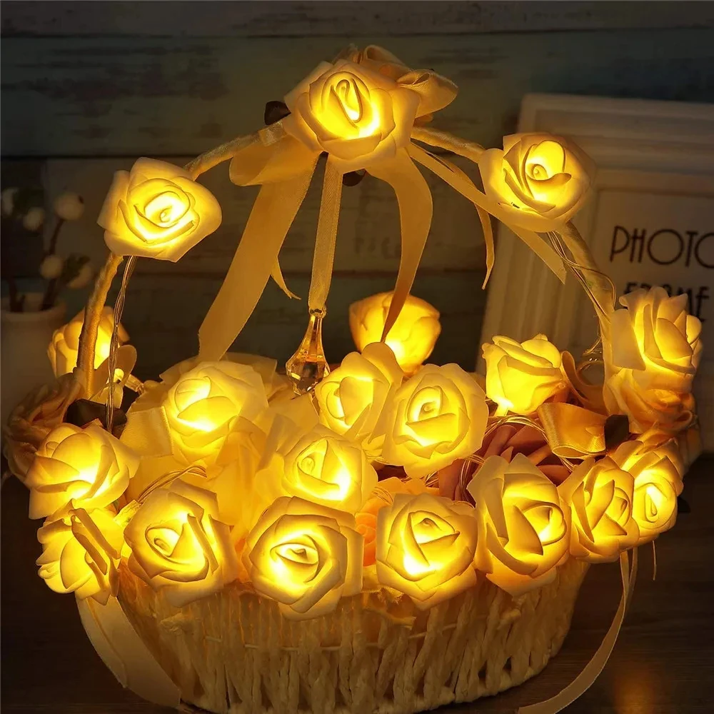 1.5m 3m 6m10m Rose Flower LED String Fairy Light USB Battery Power 5V Red Pink Warm Blue RGB Wedding Christmas Party Decoration