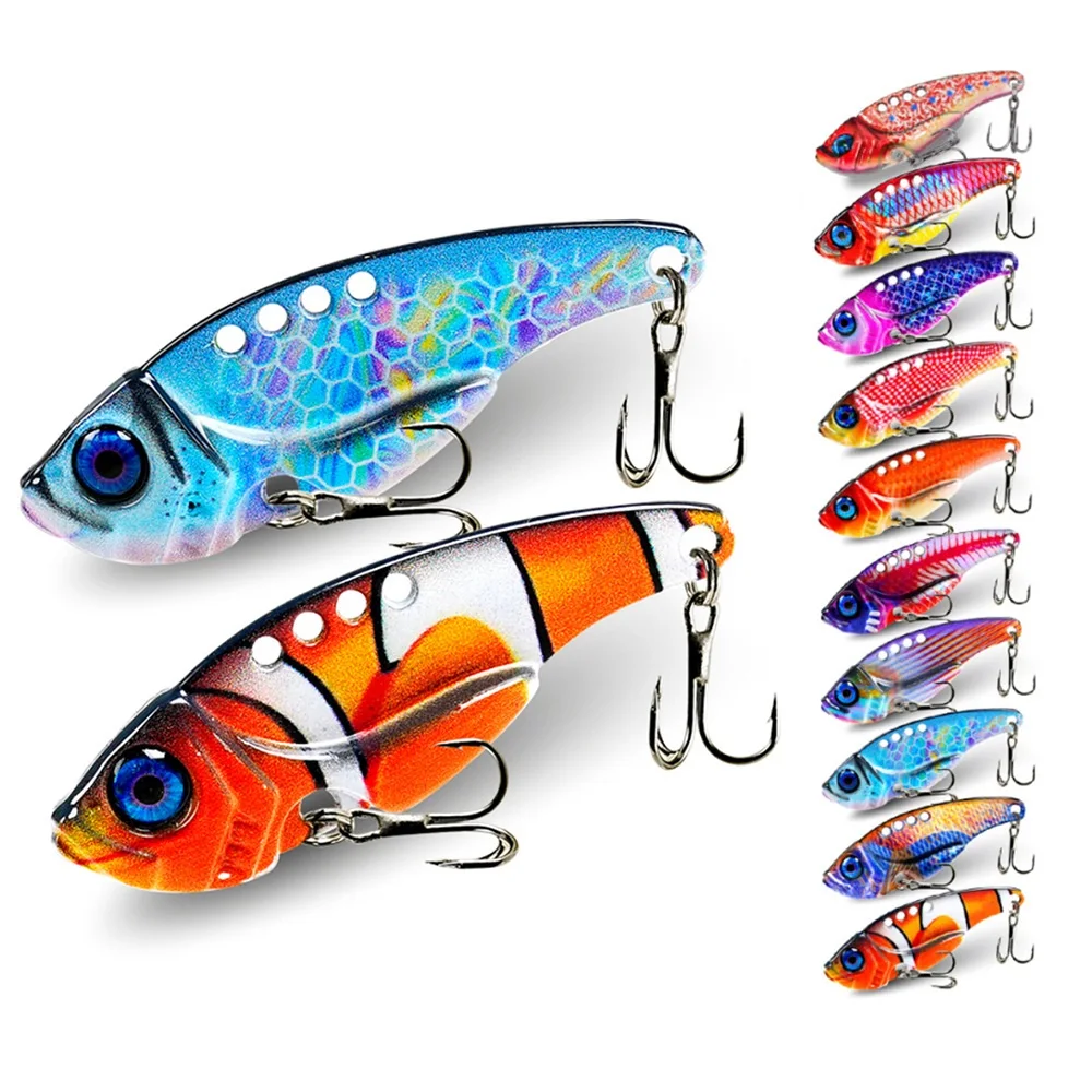 3D-Druck Metall VIB Angelköder 7g/10g/15g Casting Lure Sinkender künstlicher harter Köder mit doppelten Drillingshaken für Barschforelle