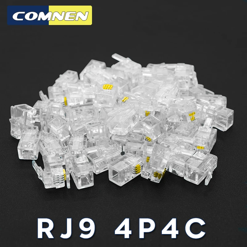 Модульный разъем для телефона COMNEN RJ9 4P4C RJ9, телефонный разъем 26AWG, телефонные провода для телефона, шнур для телефона, POS-машина