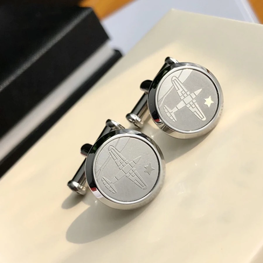 

Запонки LJ2 MB, круглый дизайн 1:1, рисунок Маленького принца астронавта, черная фотография, Классические пуговицы с комплектом коробок