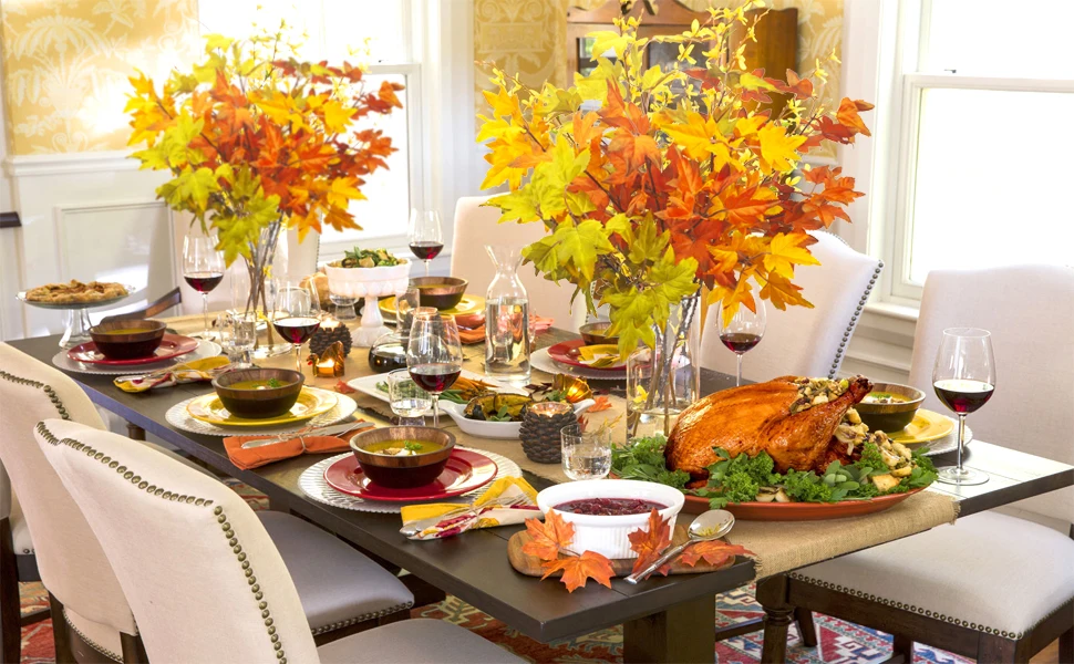 Künstliche Ahornblätter, Blumenarrangement, Herbst, Thanksgiving, Ernte, Dekoration, Zuhause, Party, Halloween, Hochzeit, Mittelstücke, Dekoration – Detail 1
