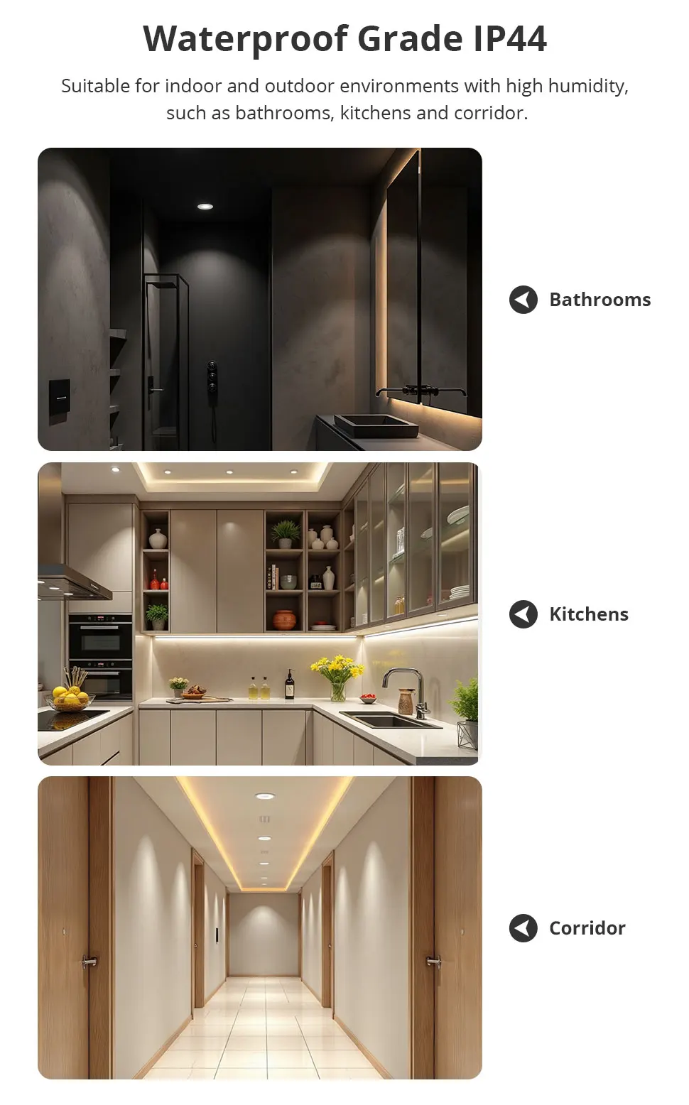 Zigbee LED Downlight IP44 CCT Round Recessed Spotlight 12W Work with Tuya Homeki