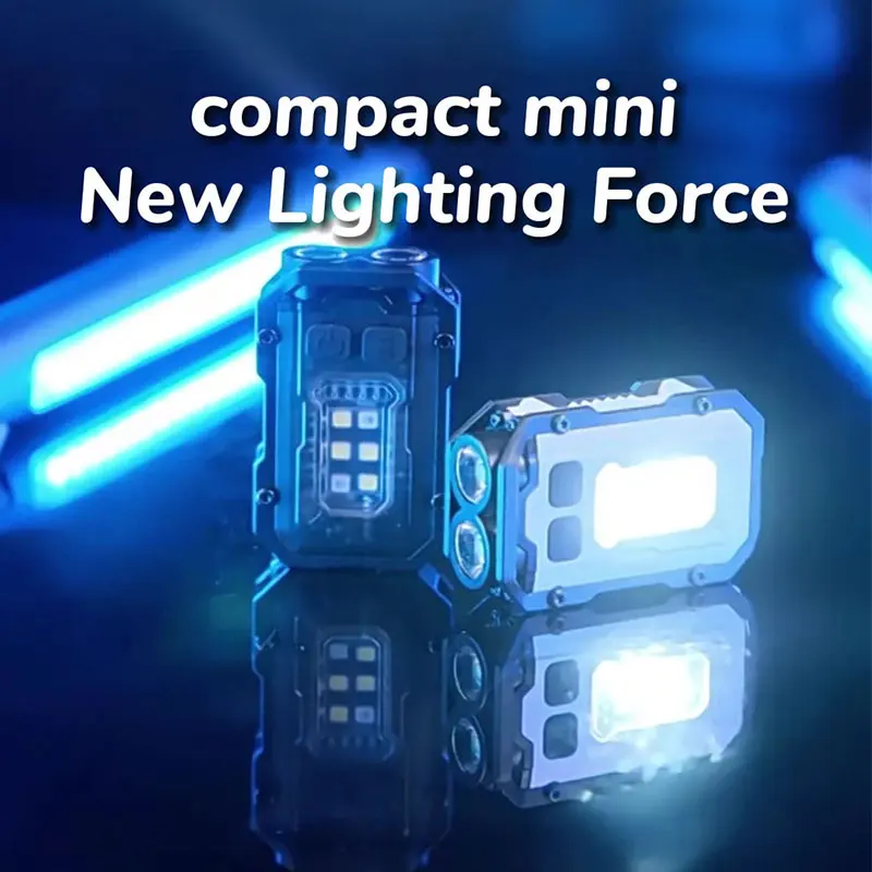 Portable Mini Keychain LED High Bright Flashlight Dual Light Source Outdoor Camping Fishing Multi-function Tool Torch Lamp