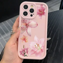 Minimalist Pink Lily Flower Pattern Shockproof TPU Phone Case Cover - iPhone SE (2020) (1)