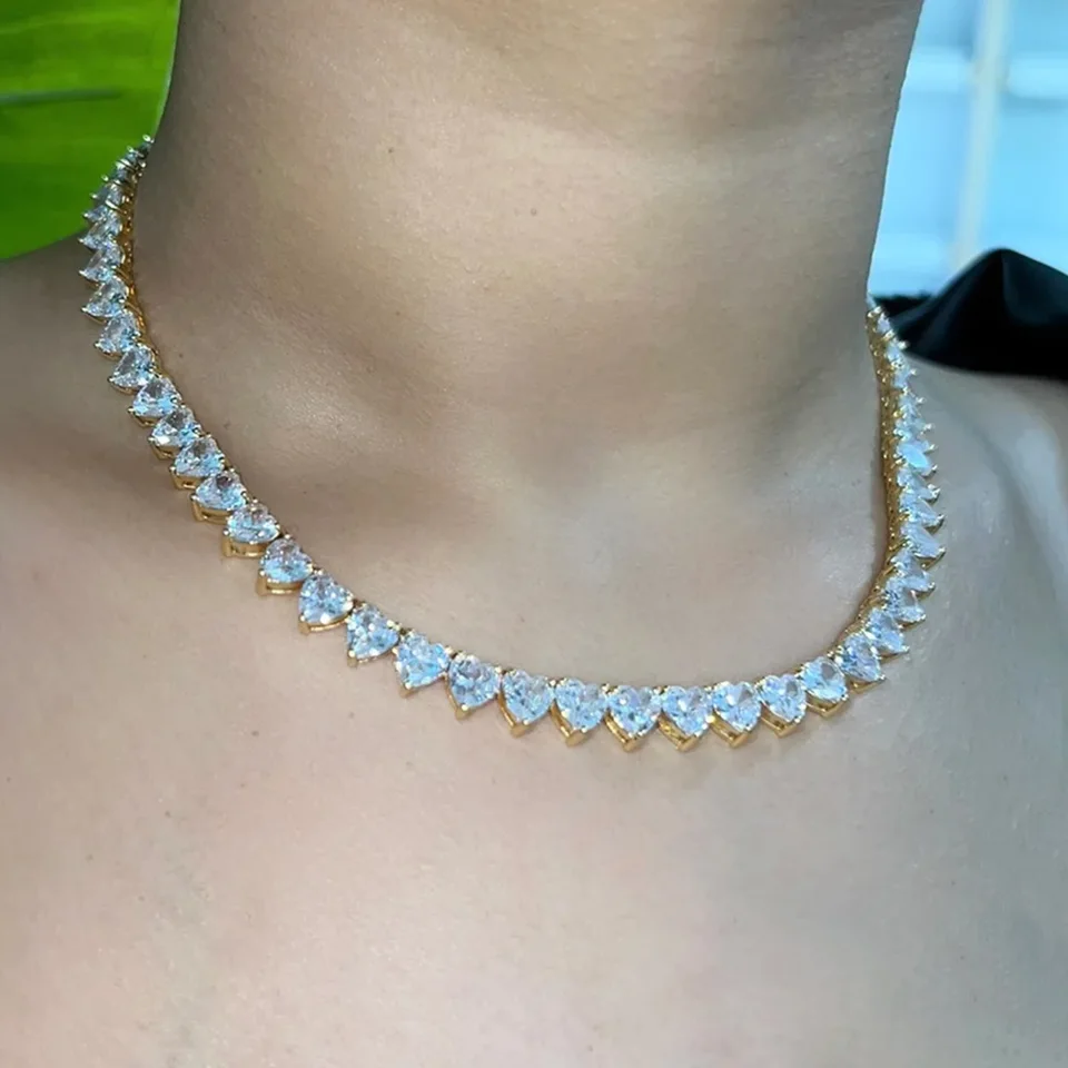 3 Piece Cuban Link Jewelry Set For Women - Rhinestone Chain Necklace, Bracelet & Hoop Earrings (Silver) - View #8