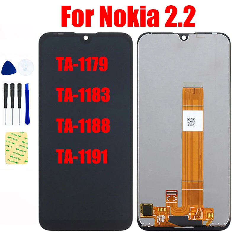 

ЖК-дисплей 5,71 дюймов для Nokia 2,2 TA-1179 TA-1183 TA-1188 TA-1191, экран Pantalla, матричная панель, сенсорный дигитайзер, стекло в сборе
