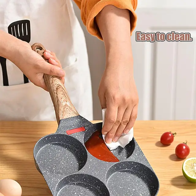 Egg Pan  4-Cup Nonstick Granite Omelette Skillet Pancake Pan Hamburger Bread Breakfast Maker pan for Gas Stove  Induction 6