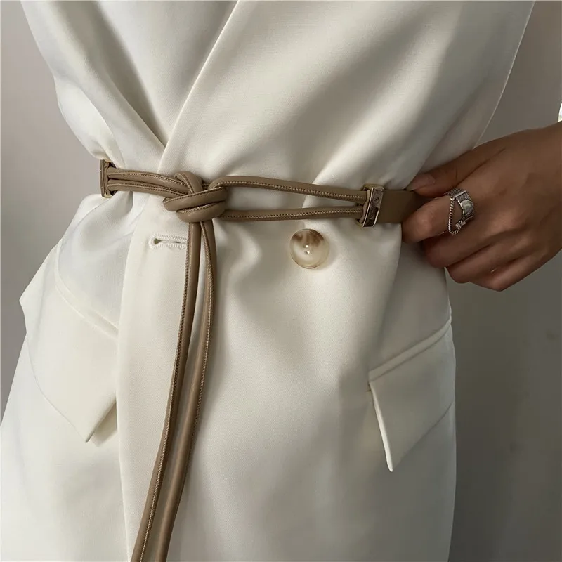 120cm New Female Waist Chain Thin Belt Simple Decoration Tie With Dress Long Waist Rope Knotted Vintage Dresses String Waistband