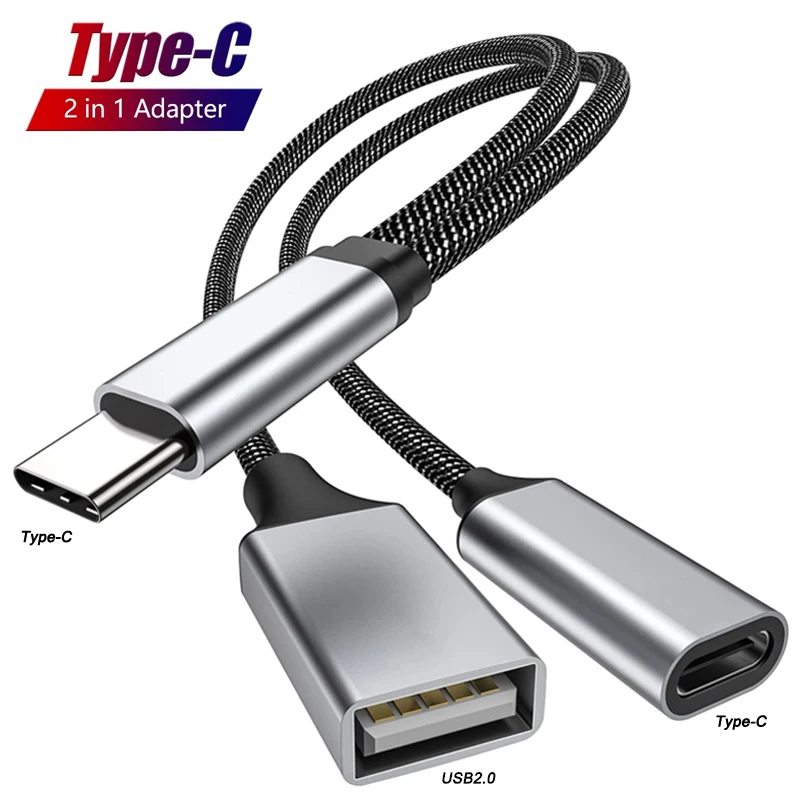 OTG Adapter USB Cable PD Charging 2 Port Type C to USB A For IOS 13 iPhone Samsung