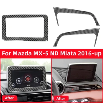 자동차 스타일링 탄소 섬유 커버 Mazda MX-5 ND Miata 2016-2022 MX5 로드스터 대시 보드 GPS 네비게이션 화면