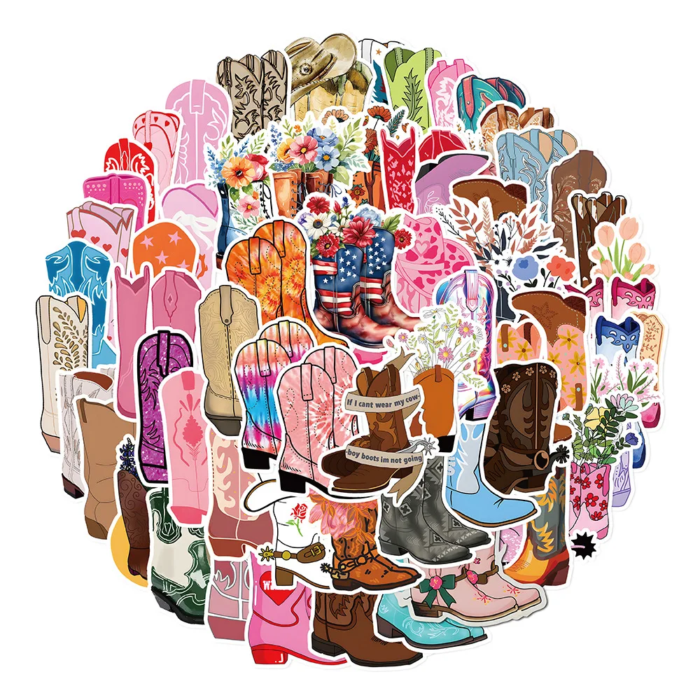 Cartoon Cowboy and Cowgirl Shoe Stickers Set - Fun DIY Decorative Decals
