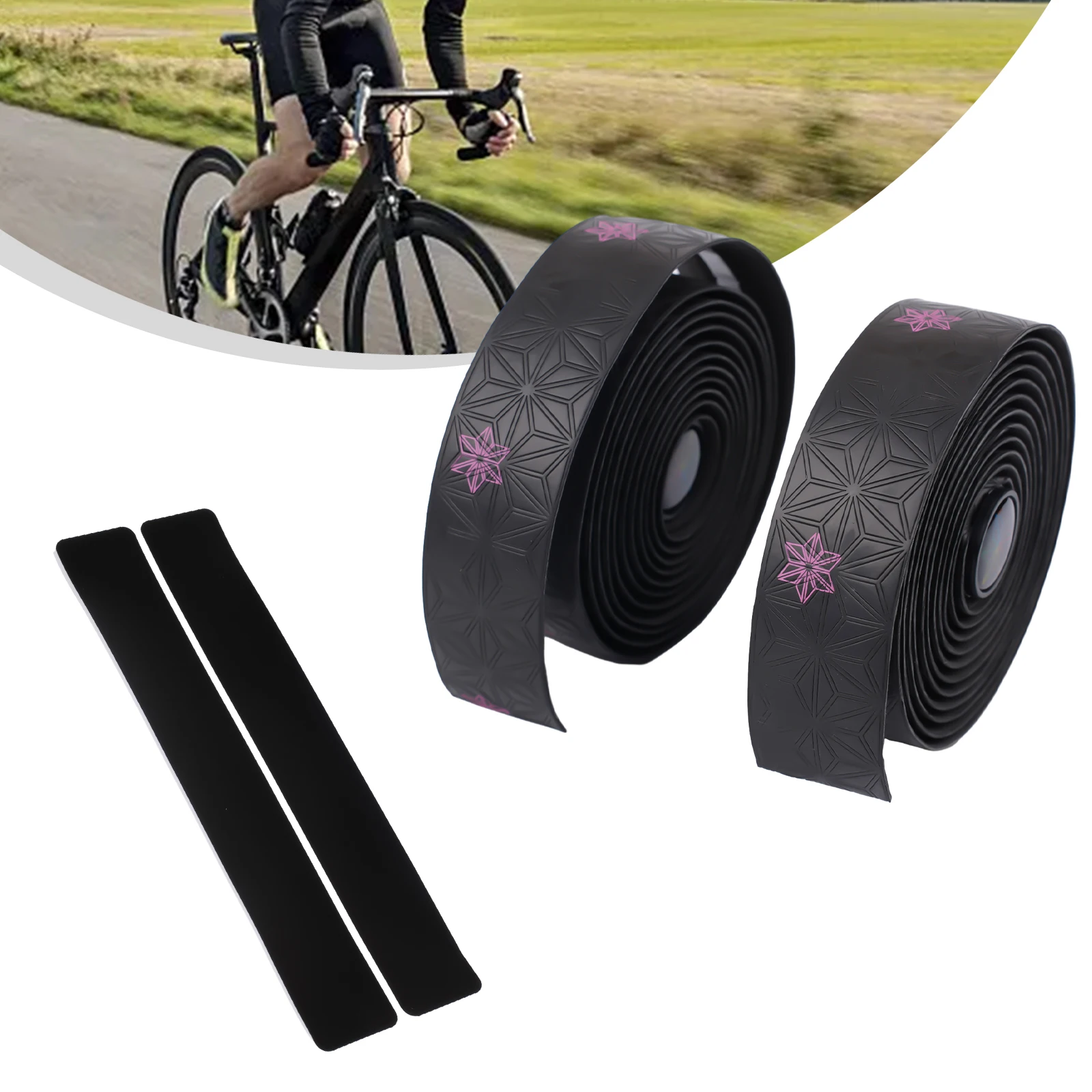 

Shock-Absorbing Bike Handlebar Tape Set With Bar End Plugs PU Superior Grip Cushion 2.32m Cycling Road Bikes Handlebar Tape Kit