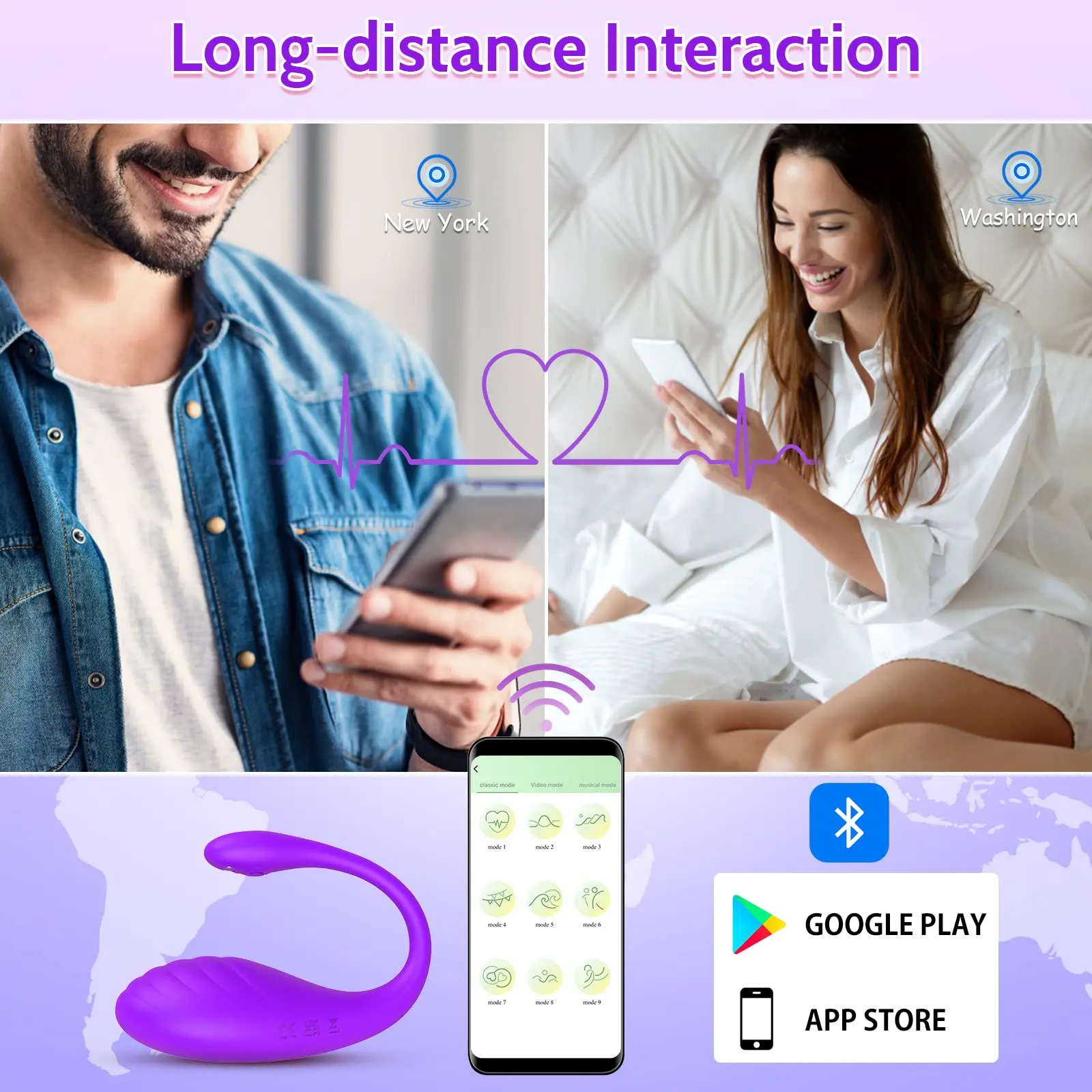 Couple Vibrator Toys-Wearable Panties Vibrator Toys with App Control, Remote Control G Spot with 9 Kinds of S