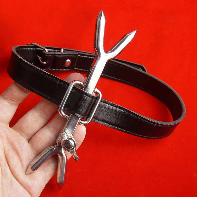 BDSM Faux Leather Posture Collar With Adjustable Double-ended Prong Fork Bondage,Restraints.Sex Toys for Couples,Role Play