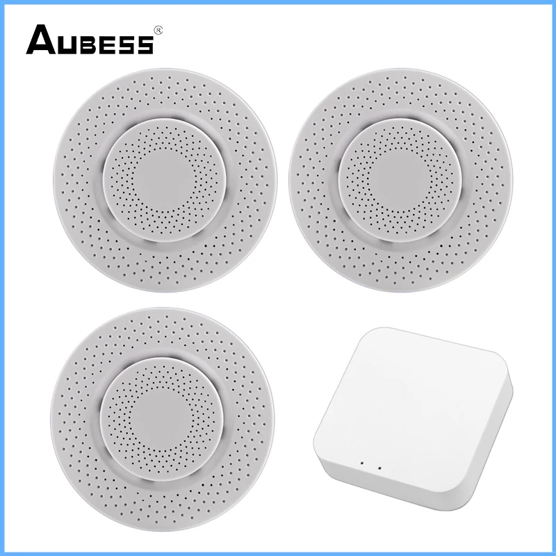 Aubess Zigbee Tuya CO2 Sensor Carbon Dioxide Detector Smart Home Air Box Formaldehyde VOC Temperature Sensor Humidity Detector home alarm system keypad Alarms & Sensors