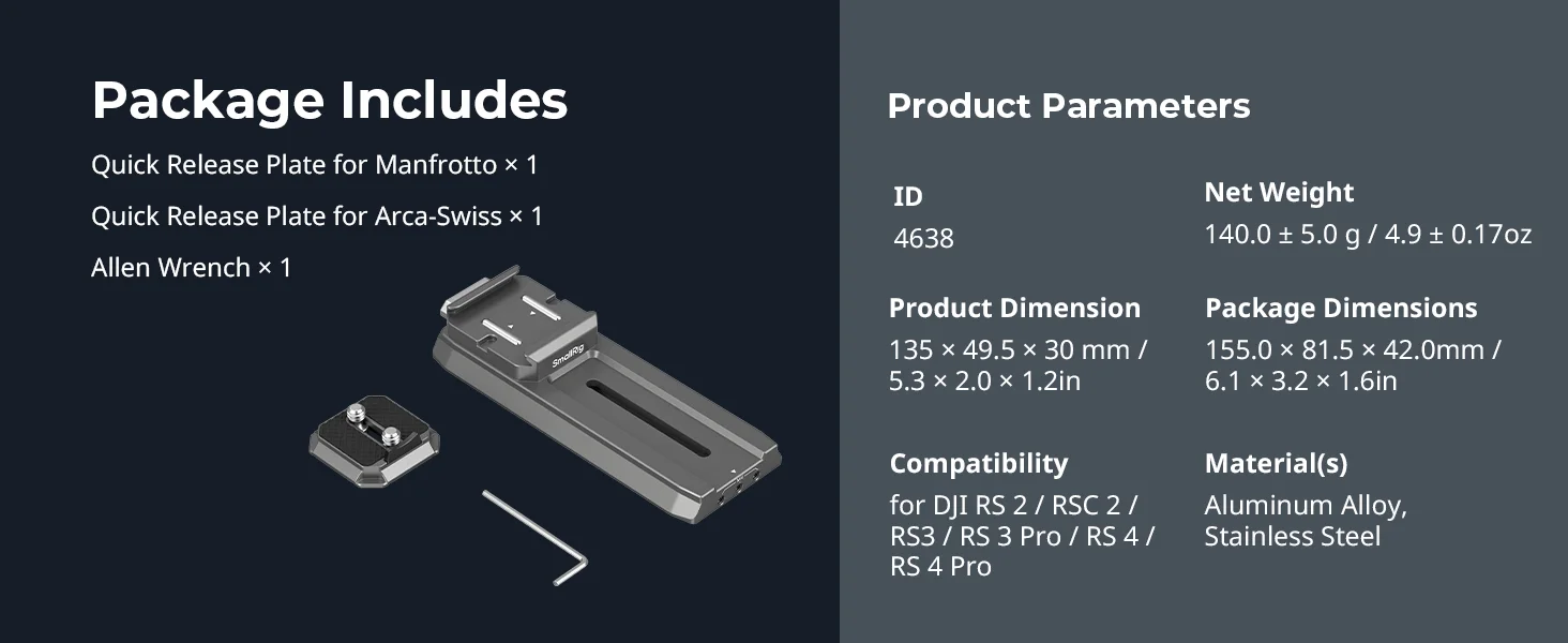 Schnellwechselplatte Für DJI Gimbal - SmallRig Adapter Für RS2/RS3