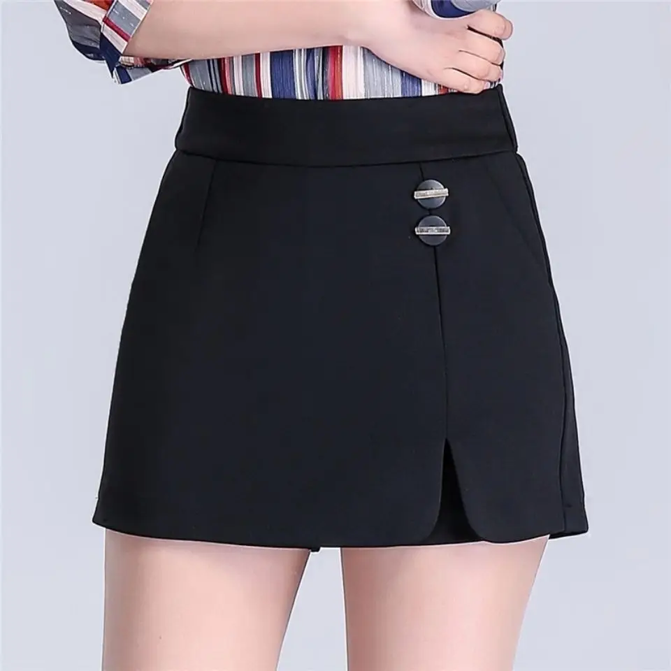 Office Lady Fashion Suit Skirt Shorts Koreon Women Summer Streetwear Casual High Waist Big Size All-match Black Short Pants 2023