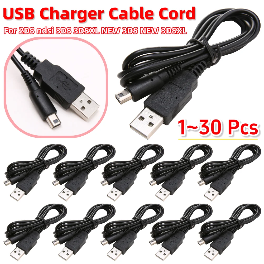 1-30PCS 닌텐도 2DS NDSI 3DS 3DSXL NEW 3DS NEW 3DSXL 게임용 USB 충전 케이블 100cm 충전 어댑터 데이터 케이블 ?