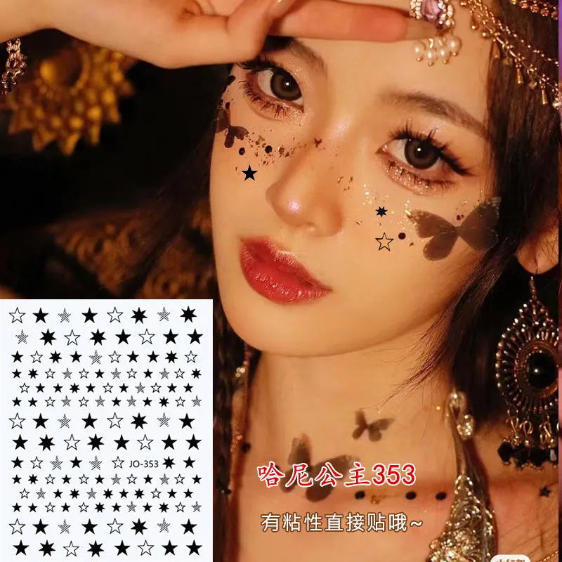 

1pc Disposable Butterfly Stars Sakura DIY Party Forehead Collarbone Arm Temporary Tattoo Sticker Eyes Tear Prarl Diamond Sticker