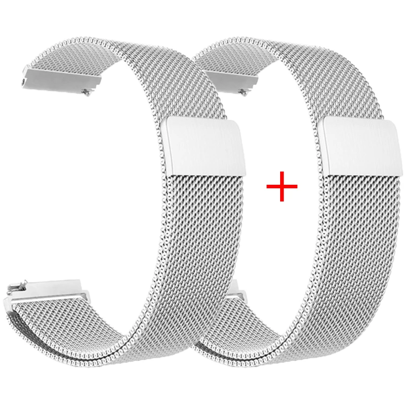 Premium Milanese Magnetic Loop Bracelet Set - 2 Pack, 18mm/20mm/22mm, Color 2 Band