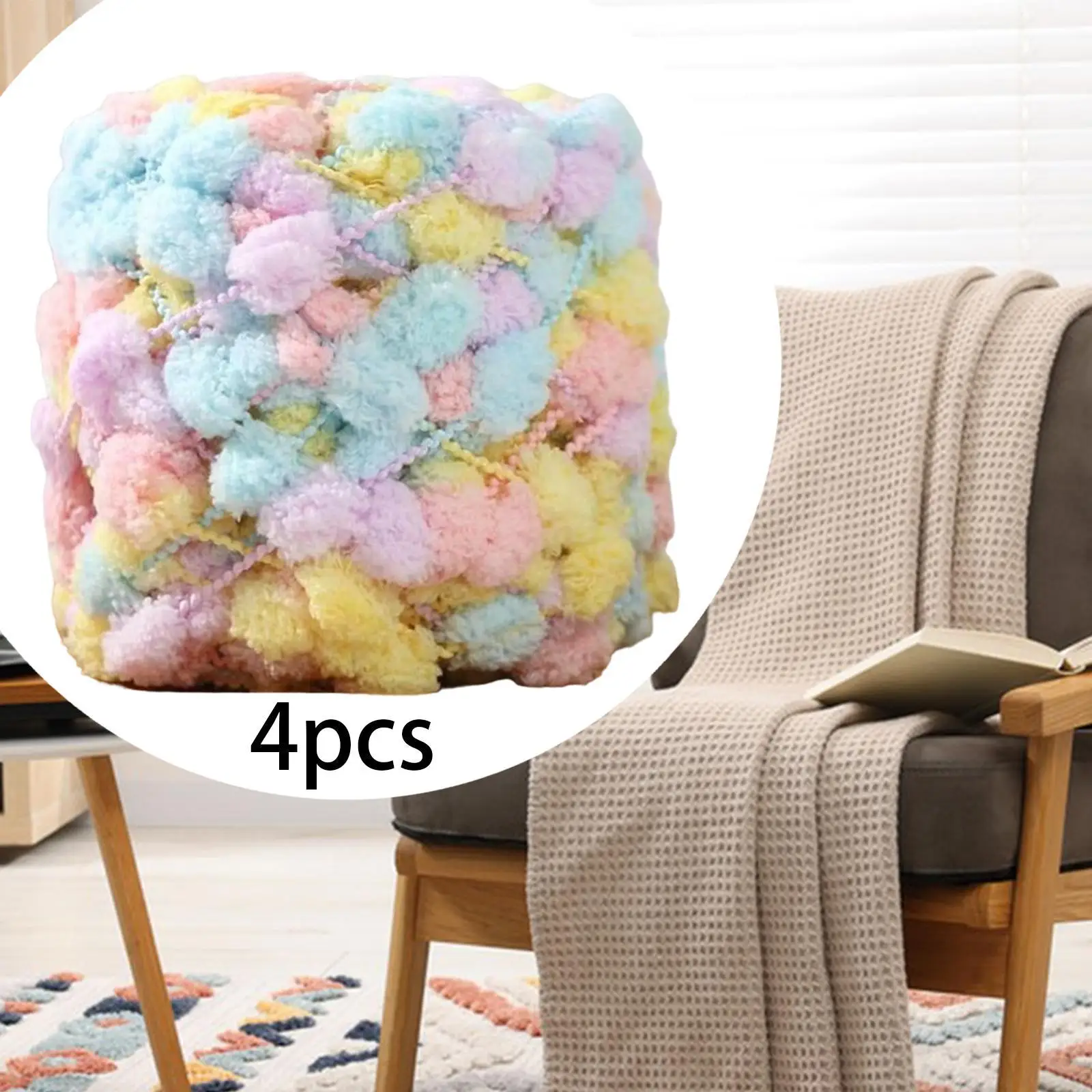 4롤 크로셰 뜨개질용 편안한 폴리에스터 핸드 니트 폼폼 청키 얀 자이언트 얀, 태피스트리 DIY 쿠션, 애완동물 침대, 모자용