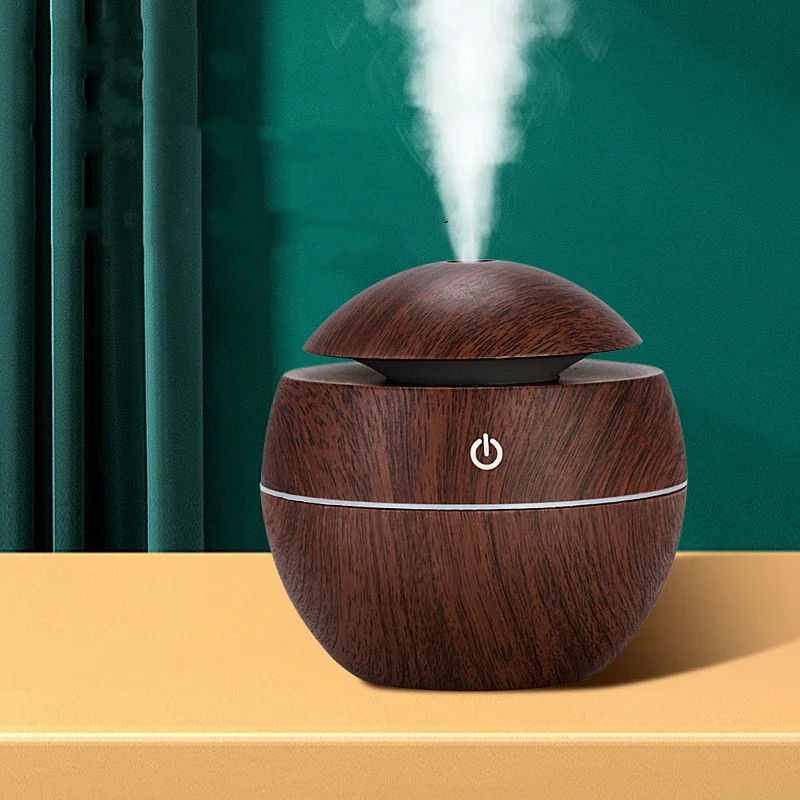 Wood Grain Humidifier, Colorful Light Touch Switch Decoration, Home Aromatherapy, Suitable for Home and Office Use 7 colors volcano air humidifiers usb plug fragrance diffuser aromatherapy diffusers essential home room decoration fragrance