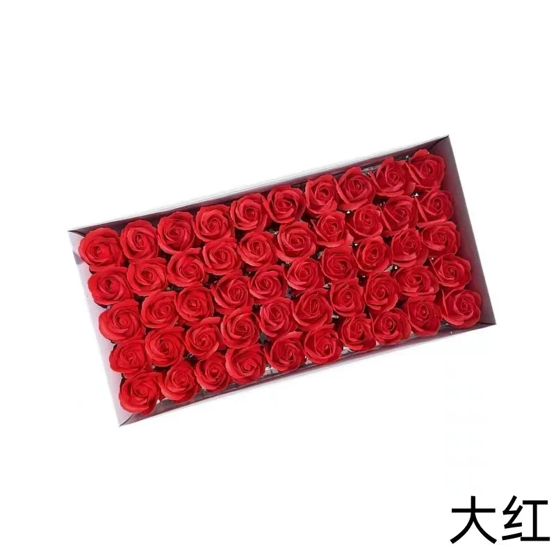 thumbnail image 1 of Venta al por mayor de fábrica, 50 unidades de cabezas de rosas de jabón, caja de regalo con aroma floral, ramo de flores de jabón decorativo artificial para fiesta de boda, 1 of 5