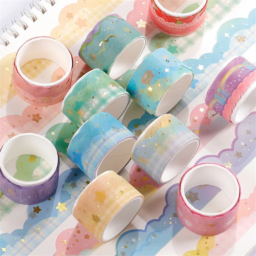 Washi Tapes 10Pcs/Set Gold Decorative Adhesive Masking Tape adhesive tape,washi tape,adhesive tapes,masking tape,decorative tape,decoration tape,decoration stickers