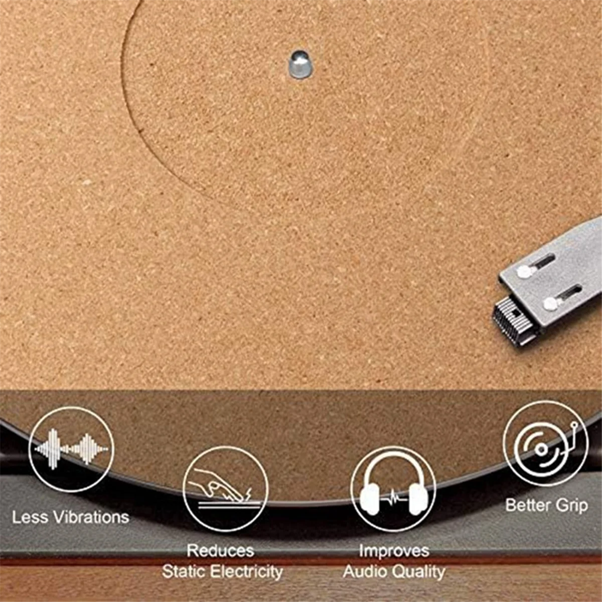 M18K-3 Pieces Cork Turntable Mats with High Fidelity for Vinyl LP Record Players Audiophile Reduce Noise