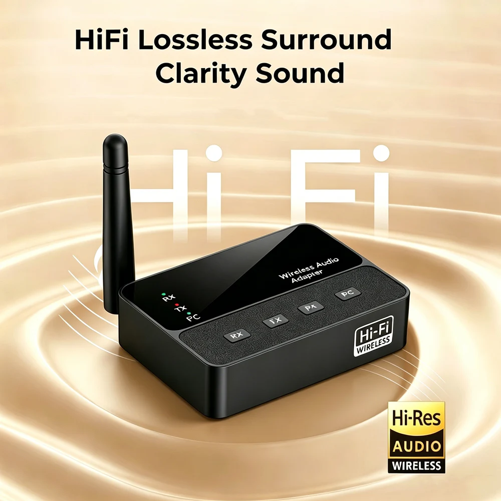 KEBIDU Bluetooth 6.0 송신기 수신기 낮은 대기 시간 무선 오디오 어댑터 3.5mm AUX RCA HIFI TV 스피커 용 무손실 사운드 Bluetooth 6.0 Transmitter Recei