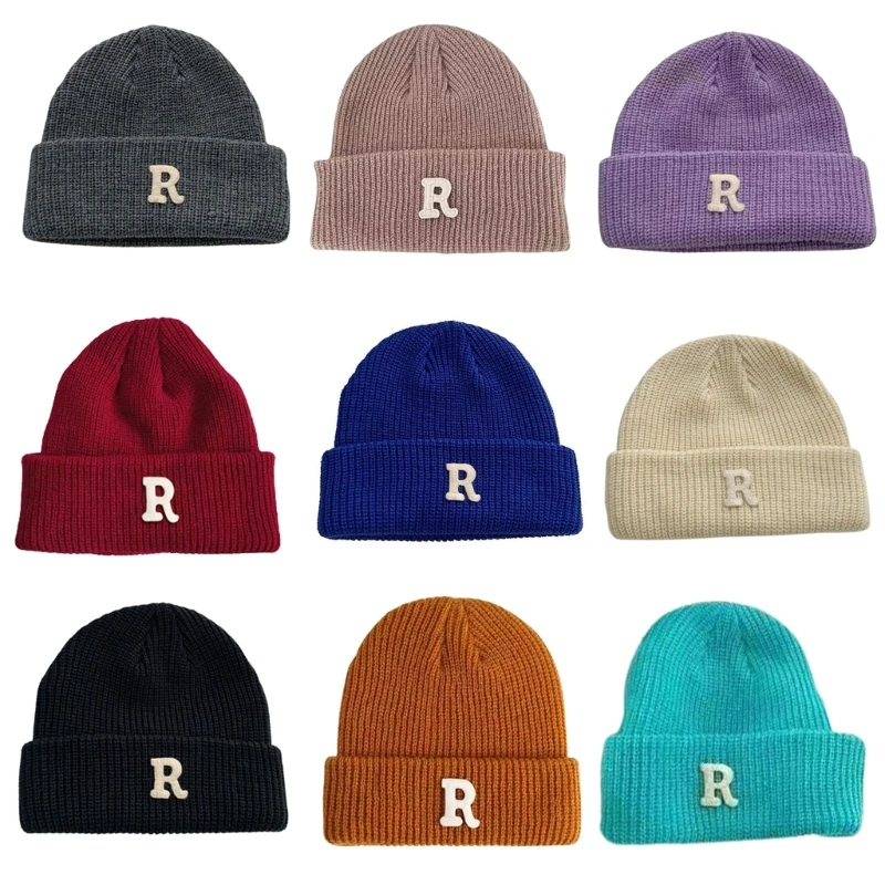 

Handmade Letter Patched Hat Y2K Sweet Girl Beanie Hat Pilling-Resistant Autumn Winter Skull Hat Shopping Pullover Hat