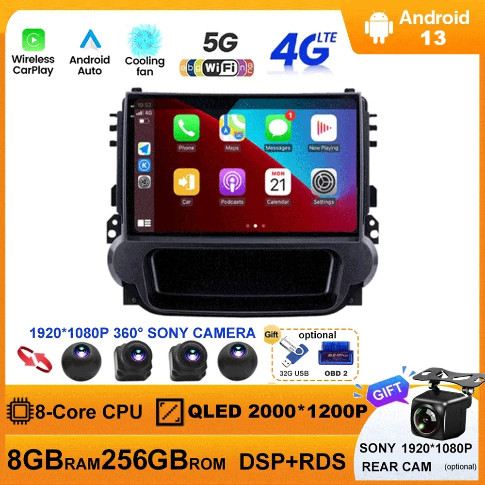 

For Chevrolet Malibu 2012 2013 2014 2015 Multimedia 2 Din Car Radio Stereo Autoradio Android 13 GPS Navigation DSP 5G WIFI RDS