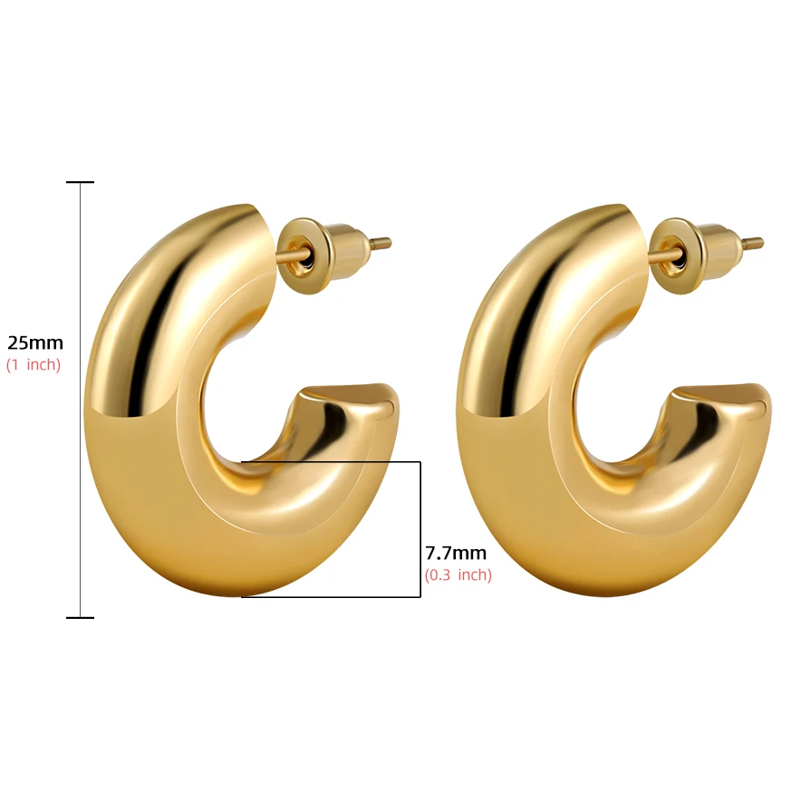 Classics Smooth Stainless Steel Waterproof Stacked Hoop Earrings for Women Elegant Bride Wedding Jewelry Rust Proof Ear Buckle