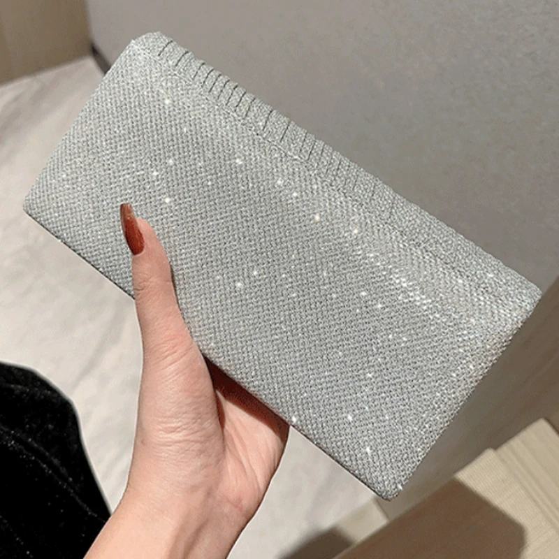 Square Bags for Women Pleated PU Leather Envelope Evening Handbags Sequins Wedding Bridal Shoulder Bags Messenger Chain Purse