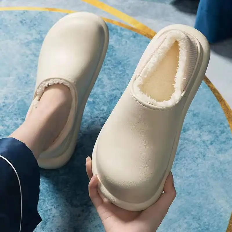 

Winter 2022 Women's Slippers Thick-bottomed Fur Furry Slippers for Home Soft Platform Shoes Indoor House Warm Cotton Slippers