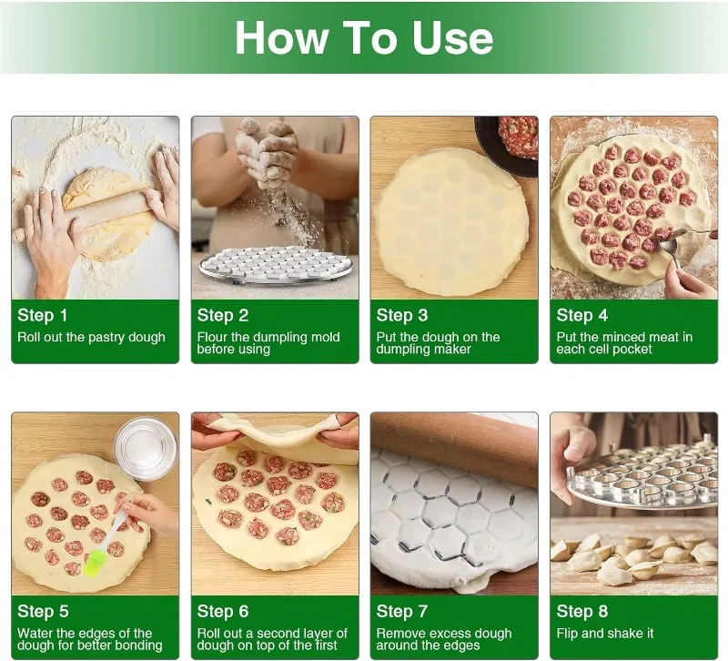 Description Picture 4 of itemPelmeni Maker Russian Dumpling Mold Pelmeni Metal Mold with Pastry Ravioli Wheel Pasta Double Cutter for Kitchen Cooking Tools