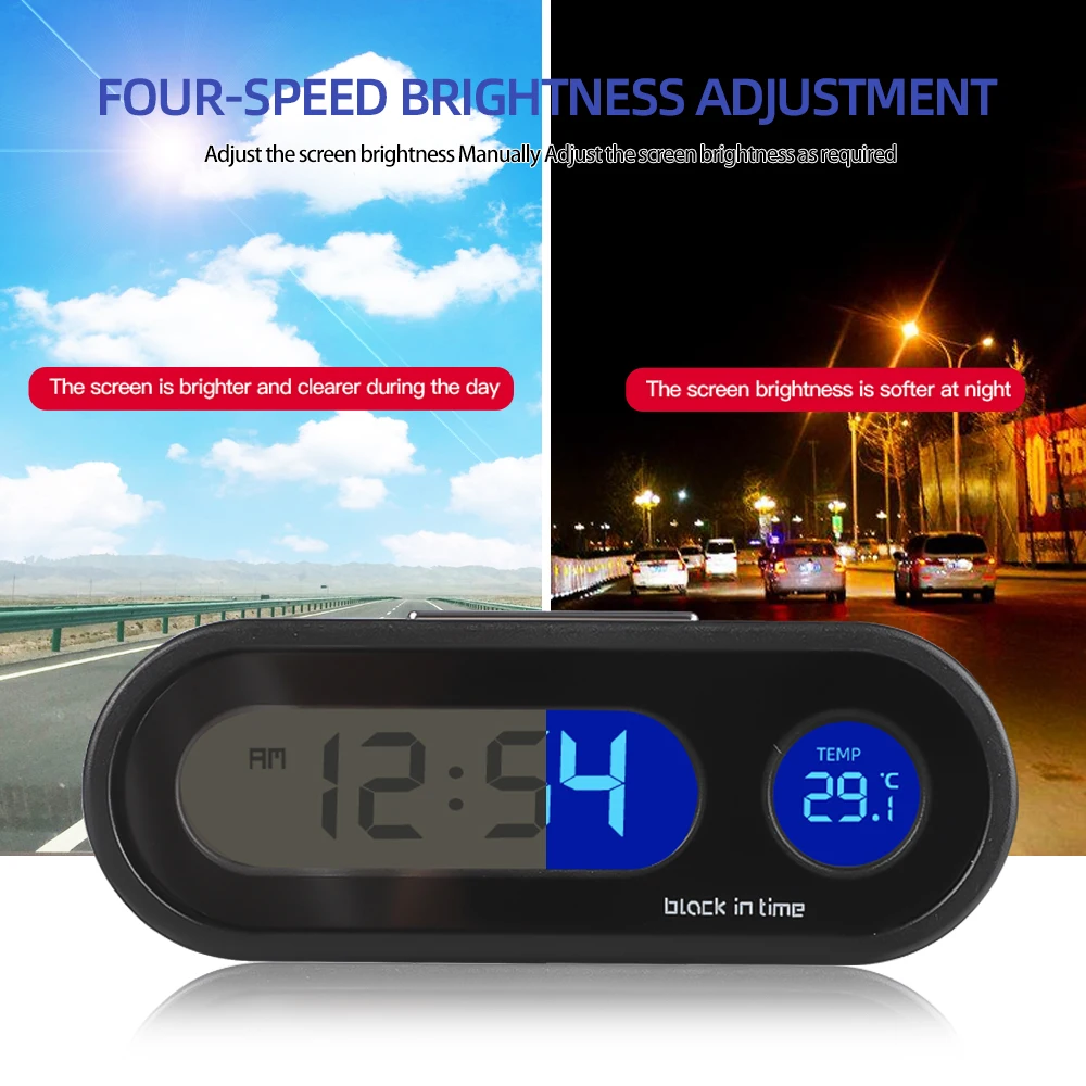 Mini Auto Uhr Thermometer LCD Digitale Hintergrundbeleuchtung Elektronische Auto Uhren Auto Innen Außerhalb Temperatur Elektronische Auto Zeit Uhr – Detail 10