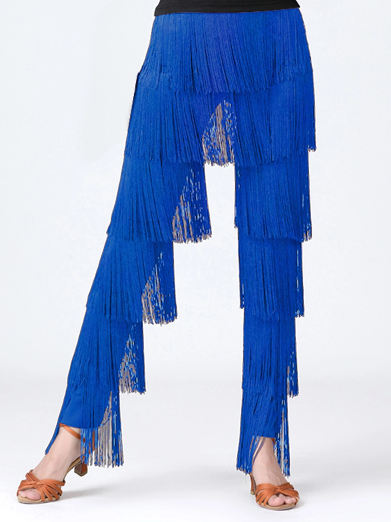 

2024 Sexy New In Women Fringed Trousers Multi-layer Solid Color Dance Trousers Tassels Party Pants Female Clothes Plus Size