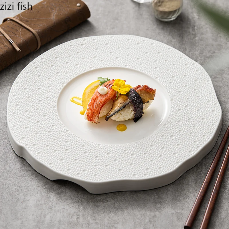 

Белая керамическая плоская тарелка, обеденные тарелки, тарелка для западного стейка, десертная тарелка, тарелка для фруктов, искусственные подносы для закусок
