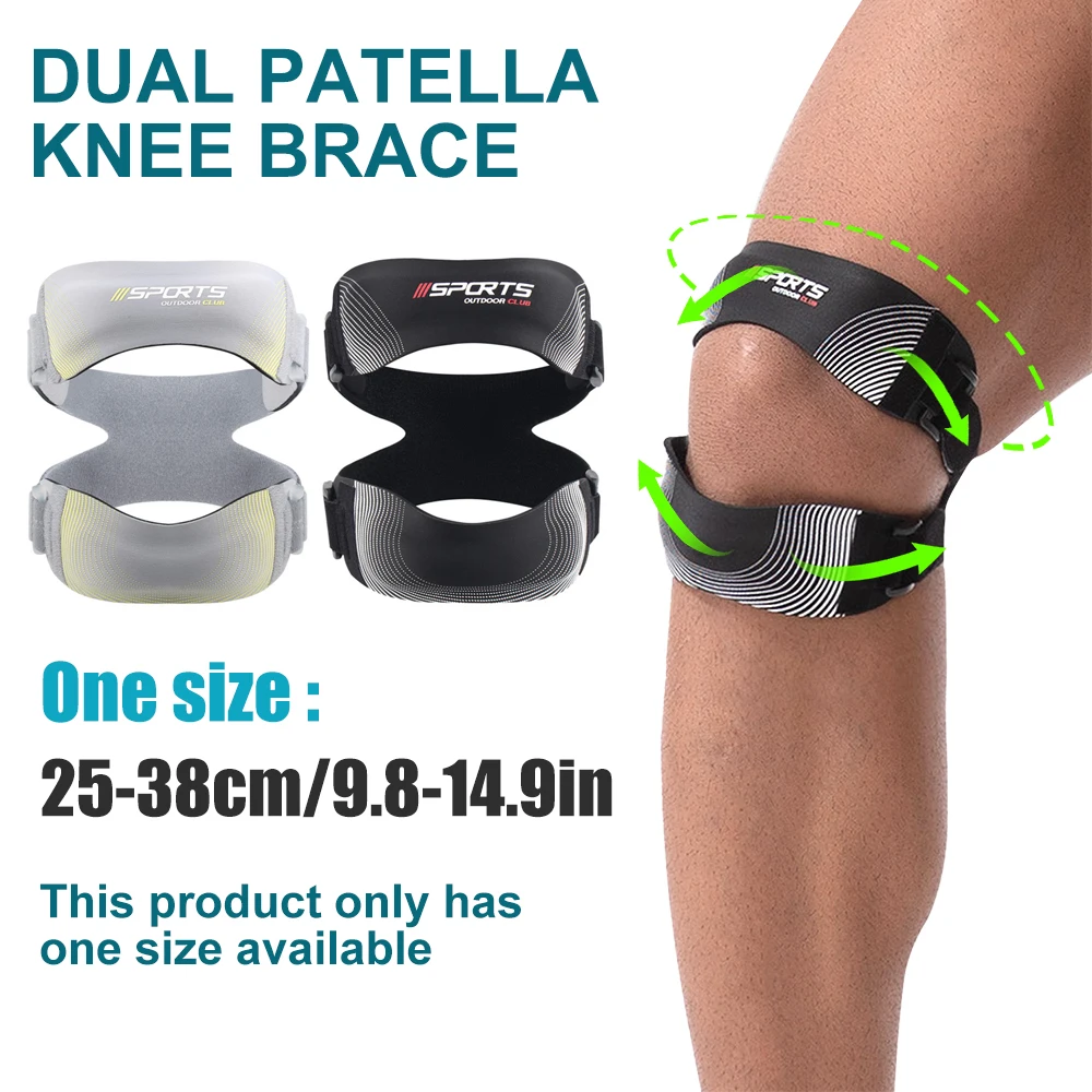 Knee Strap For Patellar Support – 2-Pack Grey, Relieves Pain & Stabilizes Kneecap For Running, Hiking, Basketball & More