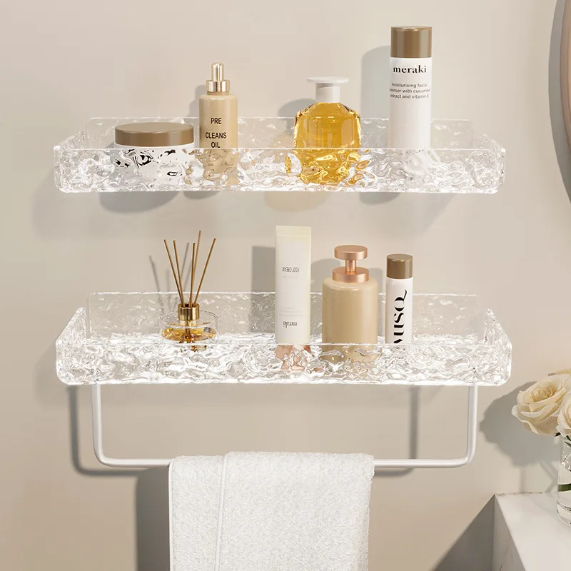 Bathroom Shelf Wall-mounted Shelves Cosmetic Storage Rack No-punch Sink Towel Shampoo Storage Rack Bath Organizer Accessories 5