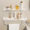 Bathroom Shelf Wall-mounted Shelves Cosmetic Storage Rack No-punch Sink Towel Shampoo Storage Rack Bath Organizer Accessories 5