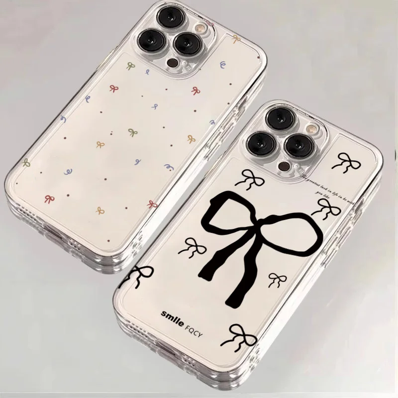 Colorful Small Bow Transparent Phone Case for iPhone 11 12 13 14 15 16 17 Air Pro Max Mini XR XS X 7 8 16E Plus SE2 Soft Cover — view 2